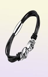 Bijoux de mode Mentiers Charm Bracelet de crâne en cuir multicouche Trouver des bracelets de boucle magnétique en acier inoxydable F6744853