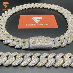 Mode-sieraden Ketting 20mm Twee Kleur Custom Cubaanse Link Chain Dvvs Moissanite Diamanten Ketting voor Mannen en Vrouwen