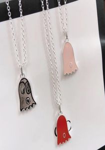 Mode sieraden kettingen 925 zilveren Cubaanse linkketens Email Rood roze staal Little Ghost hanger ketting Charm Men Women Designe3559295