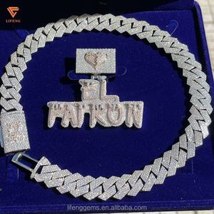 Mode sieraden kettingen vvs moissanite witgoud 20 mm Miami Cuban Link Chain ketting voor mannen en vrouwen