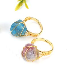 Joyas de moda Nuevo anillo personalizado de ágata de piedra cruda para mujeres Anillos de cristal coloridos ajustables Joyas de regalo para el dedo Bijoux al por mayor