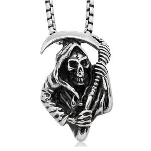 Bijoux à la mode, nouveau pendentif crâne faucille de la mort, collier personnalité dominatrice style punk, bijoux de luxe, cadeau Q0531