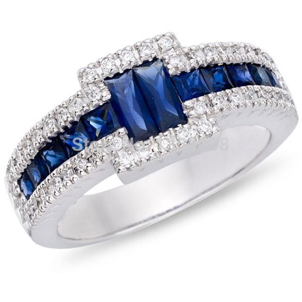 Bijoux de mode Noble Bleu Cz 5A Zircon pierre 10KT Or Blanc Rempli Bague De Fiançailles De Mariage Sz 5-11 Cadeau Livraison gratuite