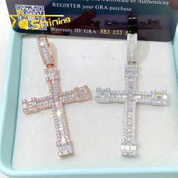 Joyería de moda Colgantes Encantos Plata de ley 925 Cruz Diamante Vvs Moissanite Colgante