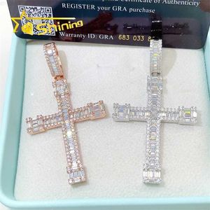 Bijoux de mode Pendentifs Charms 925 Sterling Silver Cross Diamond Vvs Moissanite Pendant