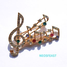 Bijoux fantaisie strass Note de musique broches pour femmes broche multicolore dames Corsage fête cadeaux robe vêtements ornements