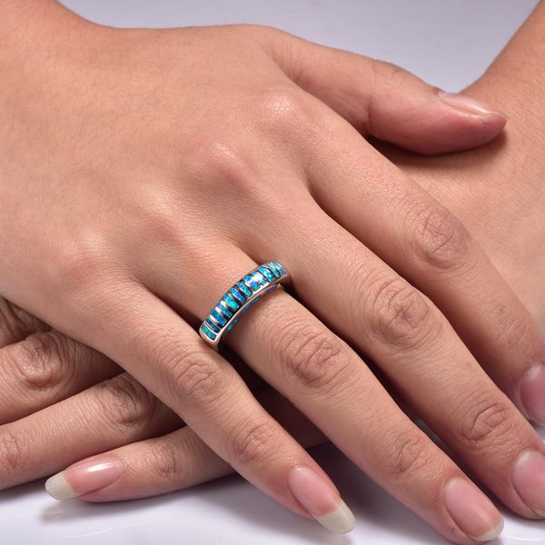 Bijoux de mode Bagues Blue Fire Opal 925 Sterling Silver Bonne Qualité Bague Belle Bijoux Taille 6 7 8 9 F1557