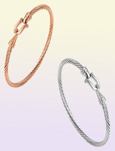 Mode sieraden rosé goud zilveren kleur manchet armbanden charm roestvrij staal dunne kabel draad pulseira sieraden armbanden voor vrouwen7921424