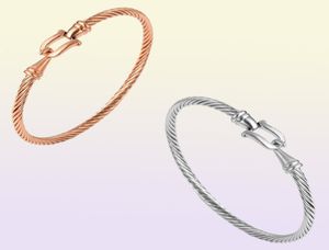 Mode sieraden rosé goud zilveren kleur manchet armbanden charm roestvrij staal dunne kabel draad pulseira sieraden armbanden voor vrouwen6870121