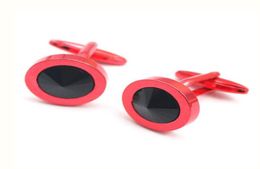 Bijoux fantaisie ronds couleur rouge noir boutons de manchette en cuivre 2017 bouton de manchette brillant décontracté pour hommes clips Abotoaduras Corbata y Gemelos8111951