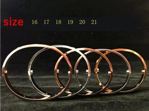 Bijoux de mode Bracelets à vis en acier au titane 316L avec pierre cz Or Argent Bracelets en or rose pour femmes hommes cadeau Taille (16-21)