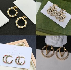 Diverses boucles d'oreilles vintage de luxe en argent 925 avec lettres de créateur, bijoux pour femmes, plaqué diamant 18 carats, cadeaux de mariage pour la Saint-Valentin