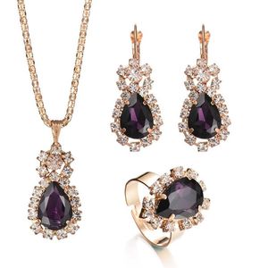 Ensembles de bijoux de mode boucles d'oreilles en diamant en cristal pendentif colliers bagues ensemble pour femmes fille fête cadeau personnalité brillant bijou de mariée211l