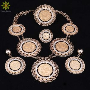 Ensembles de bijoux de mode Dubai Or Couleur Afrique Nigeria Femmes Bijoux fantaisie Rétro Mariée Mariage Collier Boucles D'oreilles Ensembles H1022