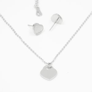 Ensembles de bijoux de mode femmes dame coeur boucle d'oreille 18K boucles d'oreilles en or collier avec T lettre pendentif collier