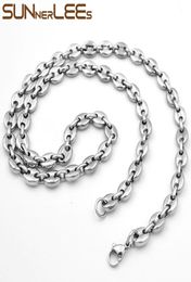 Joyería de moda Color plata 5mm 7mm 9mm 11mm collar de acero inoxidable para hombre y mujer cadena de eslabones de granos de café SC13 N4511029