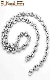 Joyería de moda Color plata 5mm 7mm 9mm 11mm collar de acero inoxidable para hombre y mujer cadena de eslabones de granos de café SC13 N1690439
