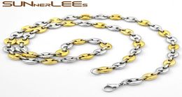 Joyería de moda Color oro plata 5mm 7mm 9mm 11mm collar de acero inoxidable para hombre y mujer cadena de eslabones de granos de café SC13 N7953678