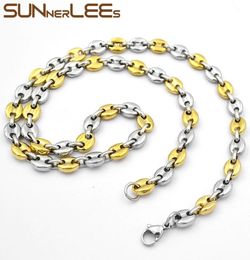Bijoux fantaisie couleur argent or 5mm 7mm 9mm 11mm, collier en acier inoxydable pour hommes et femmes, chaîne à maillons en grains de café SC13 N1027238