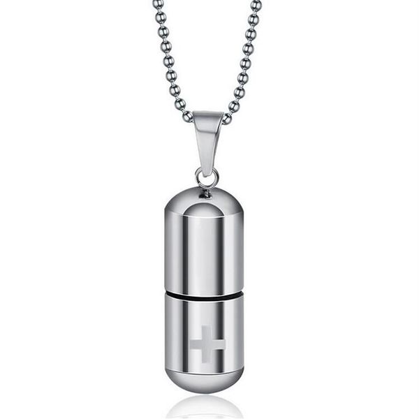 Bijoux de mode Pilules de personnalité simple Titanium Steel Pendant capsules en acier inoxydable Collier pendentif 270a