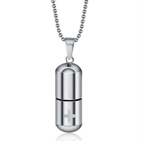 Bijoux à la mode, pilules de personnalité simples, pendentif en acier titane, Capsules en acier inoxydable, collier 277p