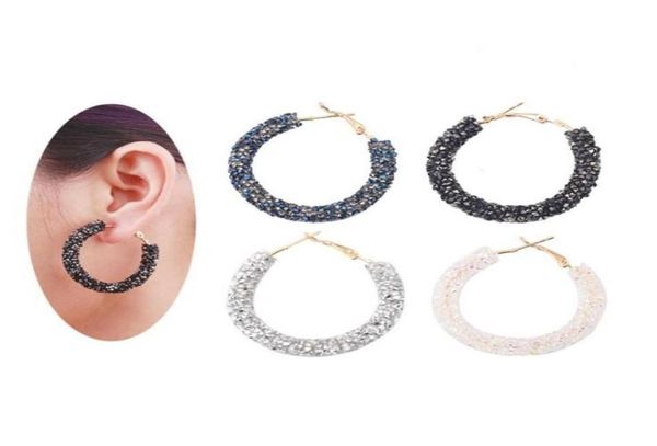 Bijoux de mode Personnalité simple Crystals de hiphop exagéré vintage de Swarovskis Cercles faits à la main des boucles d'oreilles en cristal DA1399344