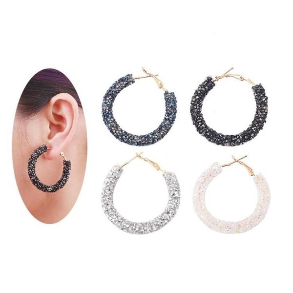 Joyería de moda Personalidad simple Cristales de hiphop exagerados vintage de círculos de Swarovski Pendientes de cristal con cuentas hechos a mano Da2444