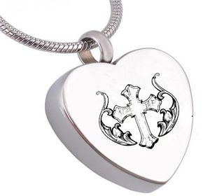 Mode sieraden roestvrijstalen crematie sieraden hartvormige kruis herdenkings urn kettingas houder houder hanger6296751