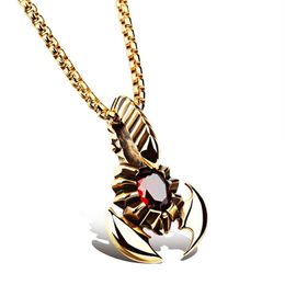 Bijoux à la mode en acier inoxydable pour hommes, collier Scorpion avec pierre, pendentif en argent doré, colliers de haute qualité pour hommes 280e