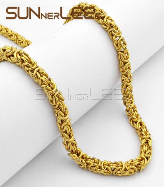 Collier en acier inoxydable, bijoux à la mode, 5mm, 7mm, 9mm, couleur or, chaîne à maillons byzantin, pour hommes et femmes, SC11 N4150000