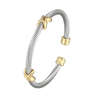 Bijoux de mode en acier inoxydable câble torsadé fil Bracelets bracelet pour femmes vendant ouvert manchette Antique bracelet 220726