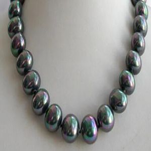 Mode sieraden prachtig 16 mm zwarte schaal parel ketting 18inch aaa