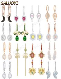 Bijoux fantaisie swa1 1, trèfle exquis, étoile, lune et plumes, boucles d'oreilles charmantes pour dame, 2106111042693