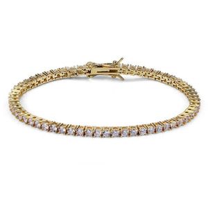 Joyería de moda Pulsera de tenis pulseras de diseño cadena de oro plateado diamante circón Acero inoxidable para hombres 3 mm 4 mm 5 mm 6 mm cadenas 7 pulgadas 8 pulgadas joyería para adultos