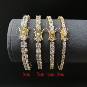 Braceuses de tennis de bijoux de mode bracelets de créateur sier sier gold zircon acier inoxydable pour hommes 3 mm 4 mm 5 mm 6 mm chaînes 7 pouces 8 pouces