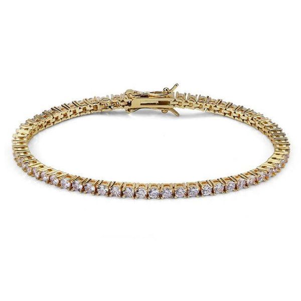 Joyería de moda Pulsera de tenis pulseras de diseño cadena de oro plateado diamante circón Acero inoxidable para hombres 3 mm 4 mm 5 mm 6 mm cadenas269S