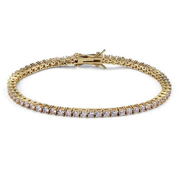 Joyería de moda Pulsera de tenis pulseras de diseño cadena de oro plateado diamante circón Acero inoxidable para hombres 3 mm 4 mm 5 mm 6 mm cadenas2528