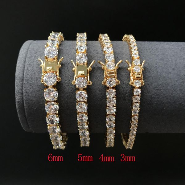 Bijoux de mode Bracelet de tennis Bracelets de créateurs Sier Chaîne en or Diamant Zircon Acier inoxydable pour hommes 3 mm 4 mm 5 mm 6 mm Chaînes 7 pouces 8 pouces