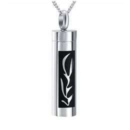 Bijoux de mode Urne Crémation Cylindre Pendant Collier Mémorial Savouinage Collier Pendoir en acier inoxydable Collier Pendant 145H