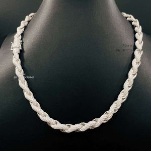 Bijoux fantaisie Vvs Moissanite diamant, chaîne à corde de 7mm de large, collier glacé en argent Sterling 925, bijoux Hip Hop