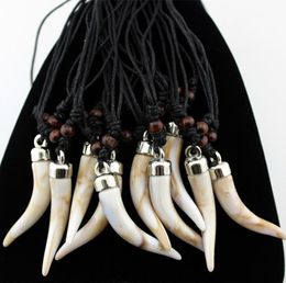 Bijoux à la mode, mélange entier, 12 pièces, Design acrylique, Imitation de dent d'éléphant, collier, pendentif dent de loup, amulette, cadeau MN5795822844
