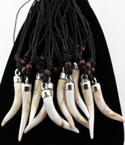Bijoux à la mode, mélange entier, 12 pièces, Design acrylique, Imitation de dent d'éléphant, collier, pendentif dent de loup, amulette, cadeau MN5798087977