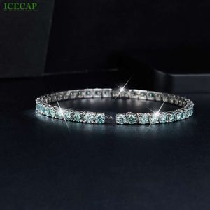 Mode-sieraden Groothandel Groene Moissanite Diamond Tennis Chain 3mm Sterling Zilver Iced Out Moissanite Armband