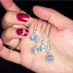 Mode sieraden vrouwen 8mm diamant cz 925 zilveren bruiloft hanger met 45 cm ketting jrnmj