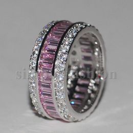 Mode-sieraden vrouwen verlovingsring prinses gesneden 15ct 5a zirkoon steen roze cz 925 sterling zilveren vrouwelijke bruiloft band ring