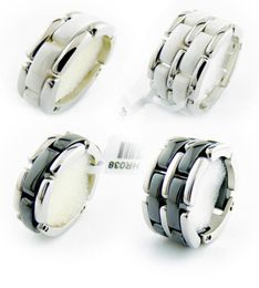 Bijoux fantaisie femmes amour bague double rangée et simple rangée anneaux en céramique blanc noir pour femmes hommes plus grande taille 10 11 12 mariage R4075668