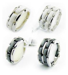 Bijoux fantaisie femmes amour bague Double rangée et simple rangée noir blanc anneaux en céramique pour femmes hommes grande taille 10 11 12 mariage R5033520