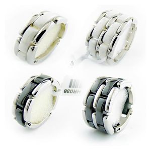 Mode-sieraden Vrouwen Liefde Ring Dubbele Rij En Enkele Rij Zwart Wit Keramische Ringen Voor Vrouwen Mannen Plus Big Size 10 11 12 Trouwring Lonkz