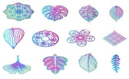 Fashion JewelryCharms 10pcs en acier inoxydable FILLE FILIGNE FILIGRE PENDANTS PENDANTS PETAL CHARMS AB COULEURS FLORRE FLOIRRE J3941180