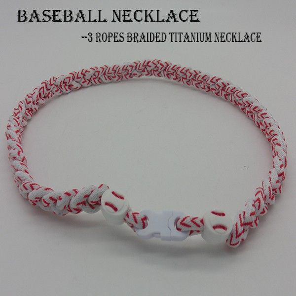 Bijoux de mode Collier de baseball de sport en titane ionique tri tressé en germanium